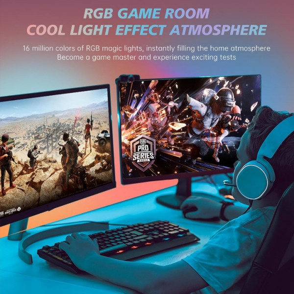 Aogled Gaming Monitor LED Backlight,Screen Color & Music Sync LED Strip Lights via Software Control,High Frame Rate Real-Time RGB+IC Ambient Lighting for Desk Gaming,USB Interface,Fit 27" Monitor