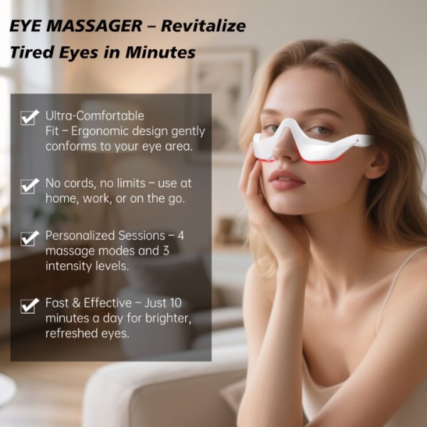 Under-Eye Red Light Therapy Device,Red Light Therapy Glasses Microcurrent Eye Massager Red Light Eye Mask for Eye Bags Dark Circles Puffiness Wrinkles Fine Lines