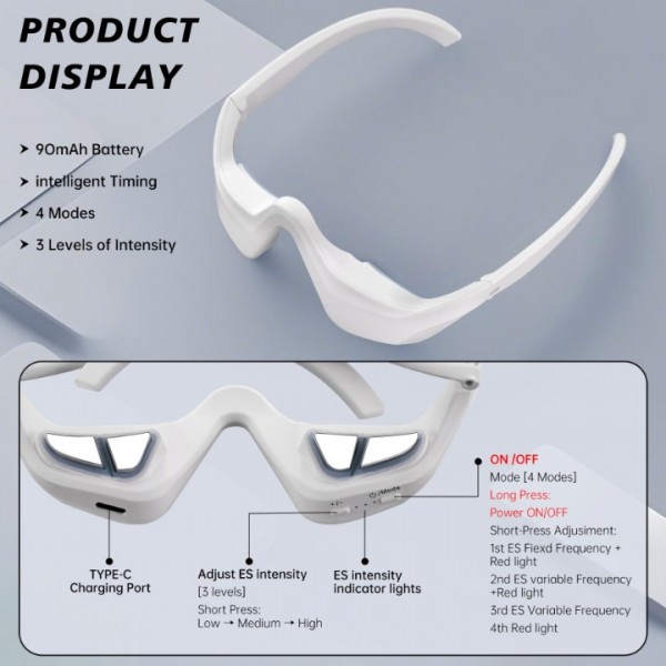 Under-Eye Red Light Therapy Device,Red Light Therapy Glasses Microcurrent Eye Massager Red Light Eye Mask for Eye Bags Dark Circles Puffiness Wrinkles Fine Lines