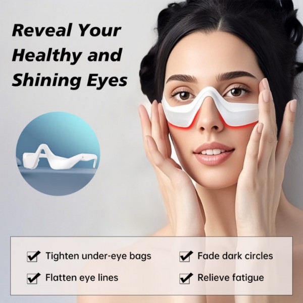 Under-Eye Red Light Therapy Device,Red Light Therapy Glasses Microcurrent Eye Massager Red Light Eye Mask for Eye Bags Dark Circles Puffiness Wrinkles Fine Lines